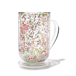 Double Walled Glass Nordic Mug Floral Confetti