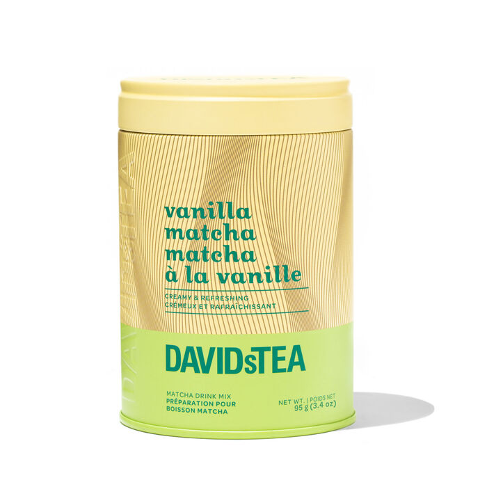 Boite à thé motif Tea Special Blend dans des tons bleu beige. Pour