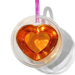 Double Walled Glass Cup Heart Shaped (set of 2)