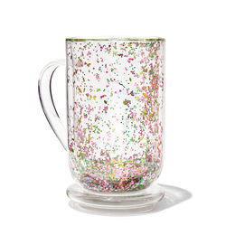 Double Walled Glass Nordic Mug Floral Confetti