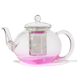 Rose Ombre Glass Teapot and Bubble Cup Set