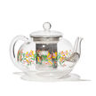 Clear Glass Camellia Teapot & 2 Cups