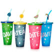 Colour Changing Cold Cups with Straw Toppers - Set of 4