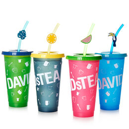 Colour Changing Cold Cups (set of 4) with straw topper
