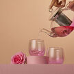 Ensemble théière et tasses Bulle en verre rose ombré