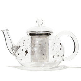Clear Glass Bubble Teapot & 2 Cups Set Soiree