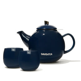 Navy & Silver Bubble Teapot & Bubble Cup Set