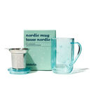 Snowy Blue Double Walled Glass Nordic Mug